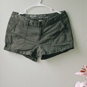 Olive/army green mid rise shorts